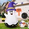 GOOSH 5 FT Halloween Inflatables Cute Wizard Ghost with Hand-Held Light and Built-in LEDs